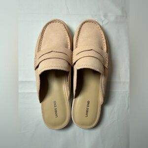 Lands' End Suede Penny Loafers in Pale Pink